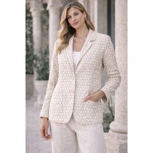 Amina Rubinacci Napoli Knit Blazer Jacket Size 46 ITALY MADE Cotton Geometric
